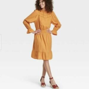 Universal Thread | Smocked Waist Ruffle Dress Balloon Sleeves Knee Length Small